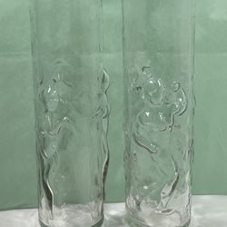 Vintage Libbey Le Femme 3d Naked Ladies 20 oz Clear Cocktail Glass Vase Barware
