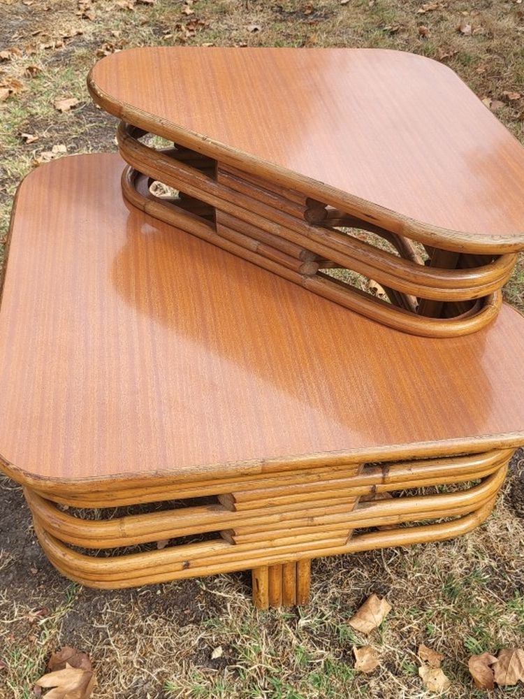 MCM Mid Century Modern Paul Frankl Two Tier Square End Table