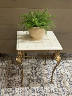 White and Gold End Table