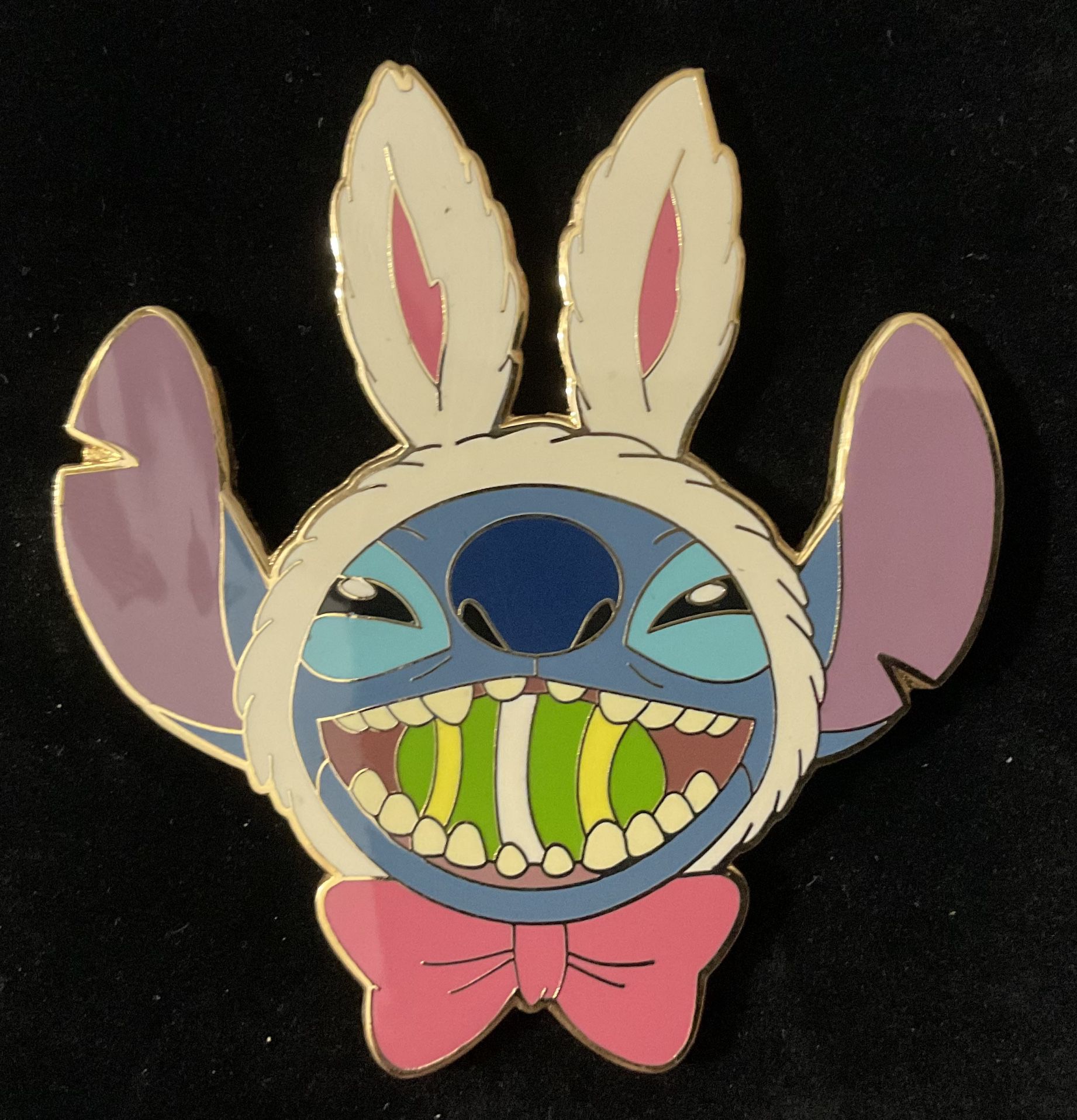 Disney Auctions Stitch Wearing Bunny Ears Jumbo Pin.