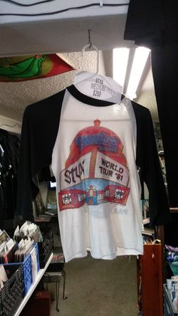 vintage styx world tour 1981 baseball jersey raglan medium