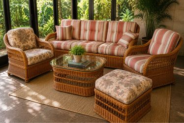 Vintage Henry Link Wicker 5-Piece Set w/ Sleeper Sofa – $1,850 OBO