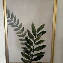 2 Leaf paintings With Gold Frames