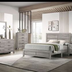 4- Pc Bedroom set Dresser,Mirror  Nightstand (1) Queen size bed frame  Not including Mattress and Box Sp
