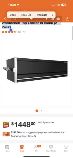 63.5 in. W Professional Duty Workbench Top Locker in Black (2-Pack) 63.5 in. W Professional Duty Workbench Top Locker in Black (2-Pack)