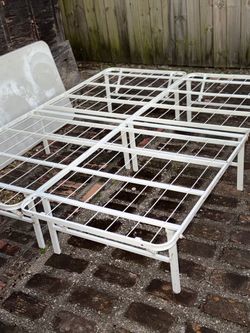 White Metal Platform Bed Frame