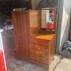 1930s Tiger Oak Chifforobe 