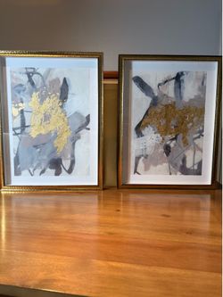 Set of 2 Modern Abstract Framed Wall Art Prints – 26” x 20”