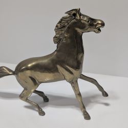 Vintage 8" Solid Brass Horse Figurine Galloping Equestrian Statue Home Decor