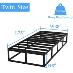 Brand New Awesofurni Twin Box Spring w Fabric, 8 Inch, Holds 2500lbs. Russell/Boulder Area