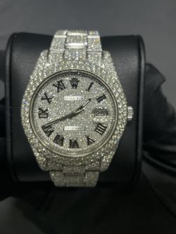 41mm Authentic Iced Out Natural Diamonds Rolex Datejust - Comes with Box and authenticity card