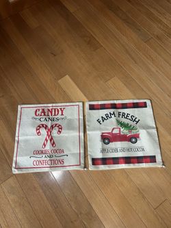 New Christmas Pillow Covers x 2   16”X16”
