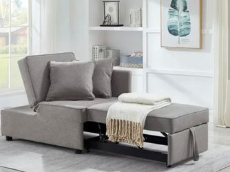 Blue Fabric Chaise Lounge Chair/sleeper sofa  with Headrest