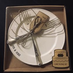 Mr. & Mrs. Cake Plate With Forks Thumbnail