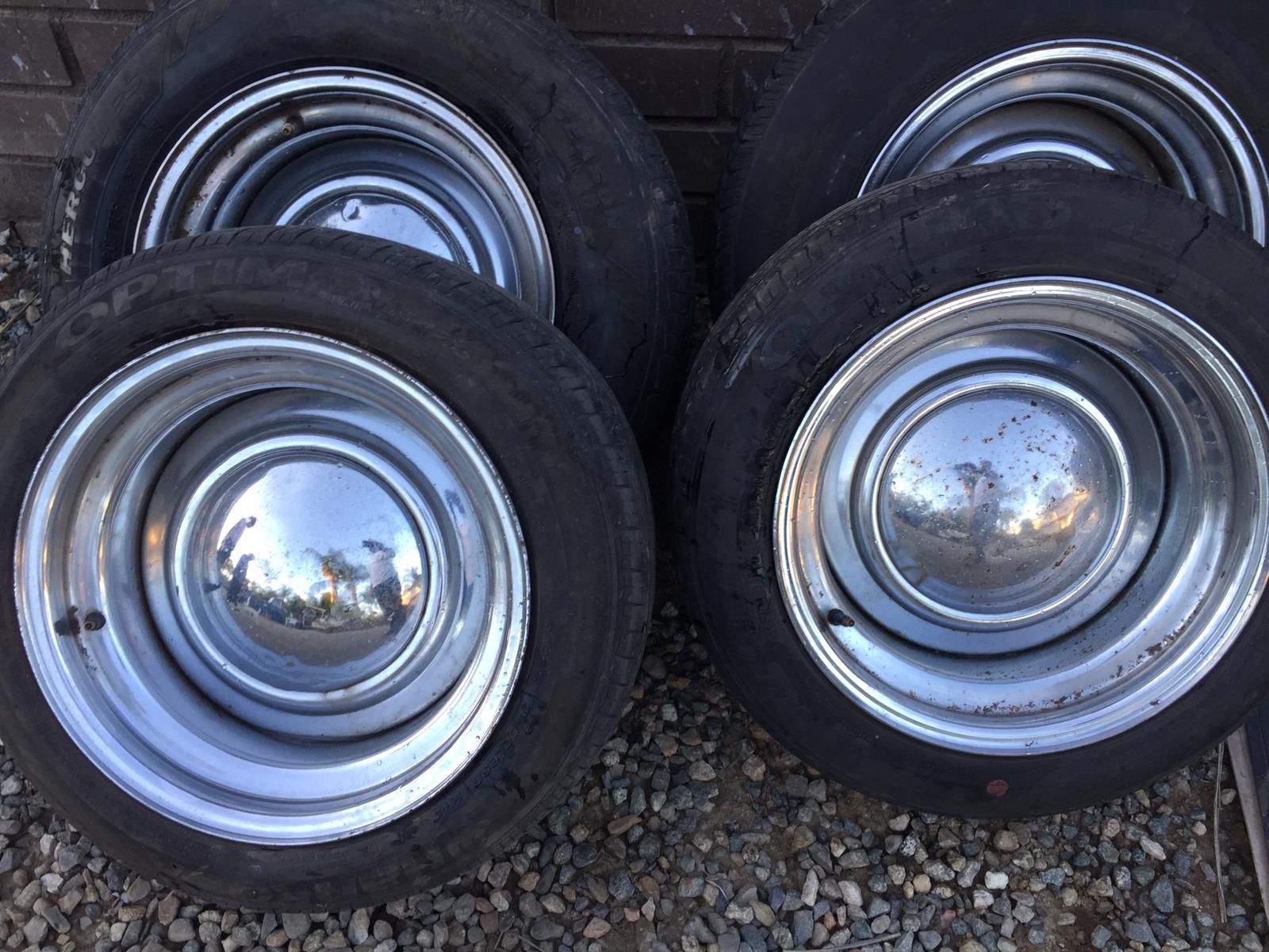 6 lug 15 inch chrome rims 15” 6lug steel wheels c10 Chevy gmc 3100 fleetline