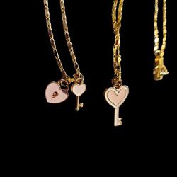 Heart And Key Charm Necklaces