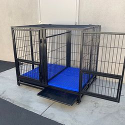 Brand New $280 X-Large 49” Heavy Duty Folding Dog Cage 49x38x43” Double-Door Kennel w/ Divider