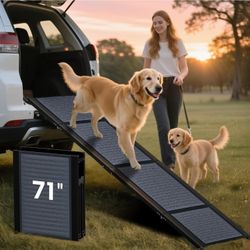 71" L x 17.3" W Folding Dog Car Ramp for Large Dogs Up to 250 LBS