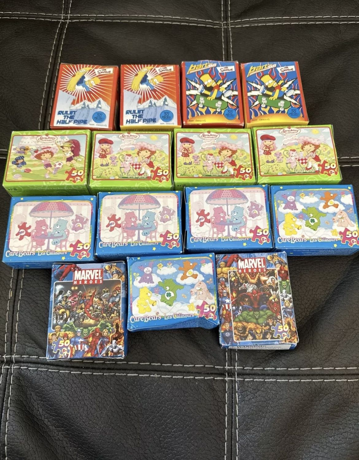 Strawberry Shortcake Care Bears Simpsons Lot Of 15 Jigsaw Puzzles 2003-2006