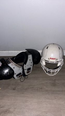 Football helmet and shoulder pads