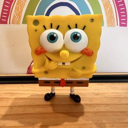 SPONGEBOB !!!  TALKING RUBBER FIGURE!  4 1/2  INCHES 