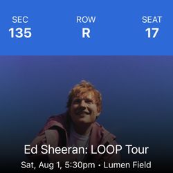 Ed Sheeran Concert - 4 Tickets - LOOP Tour - Lumen Field