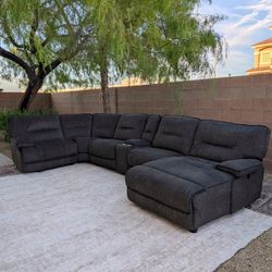 Charcoal Gray 3 Power Recliner Modular Sectional Sofa - Free Delivery