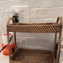 Cute Woven Bathroom Countertop Storage