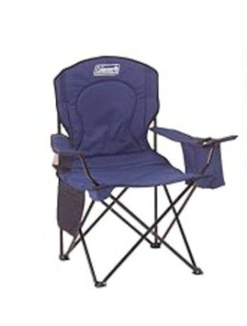 Coleman Portable Camping Chair with 4-Can Cooler, Blue. Pre-owned, Good Condition.