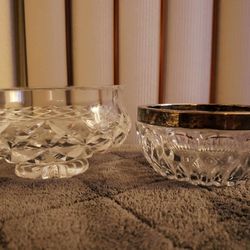 X2 VINTAGE ORNATE WATERFORD CRYSTAL LISMORE COMERAGH STERLING SILVER RING BAND CANDY DISH CENTERPIECE FOOTED BOWL DISPLAY