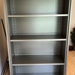 Steelcase Metal Bookcase grey 65” H x 36” W x 15” D bookshelf bookshelves Steel case Book Shelf Shelves
