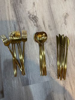 Gold Flatware Set of 6, 18pc