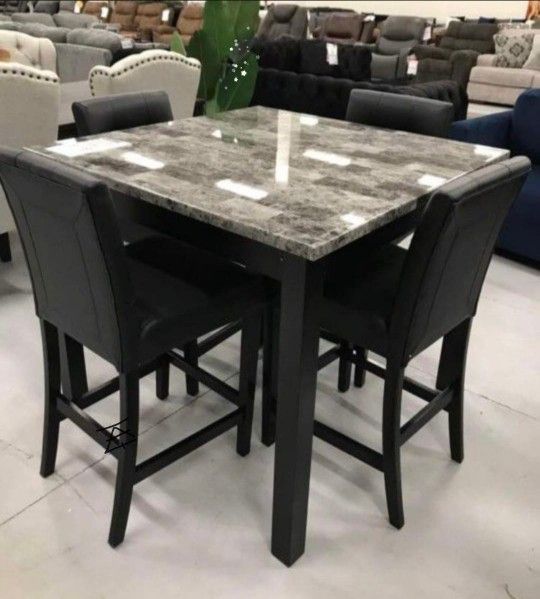 Tempe Black Marble-Top Dining Table
And 4 Chair Homelegance