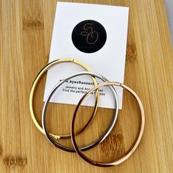 Stainless Steel Plain Bangle Bracelets : Gold, Rose Gold And Silver. Gift For Her  