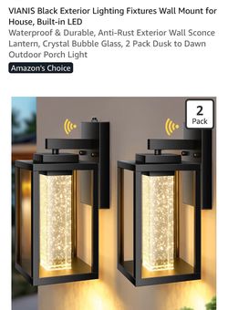 VIANIS black 2 exterior outdoor wall lights dusk to Dawn