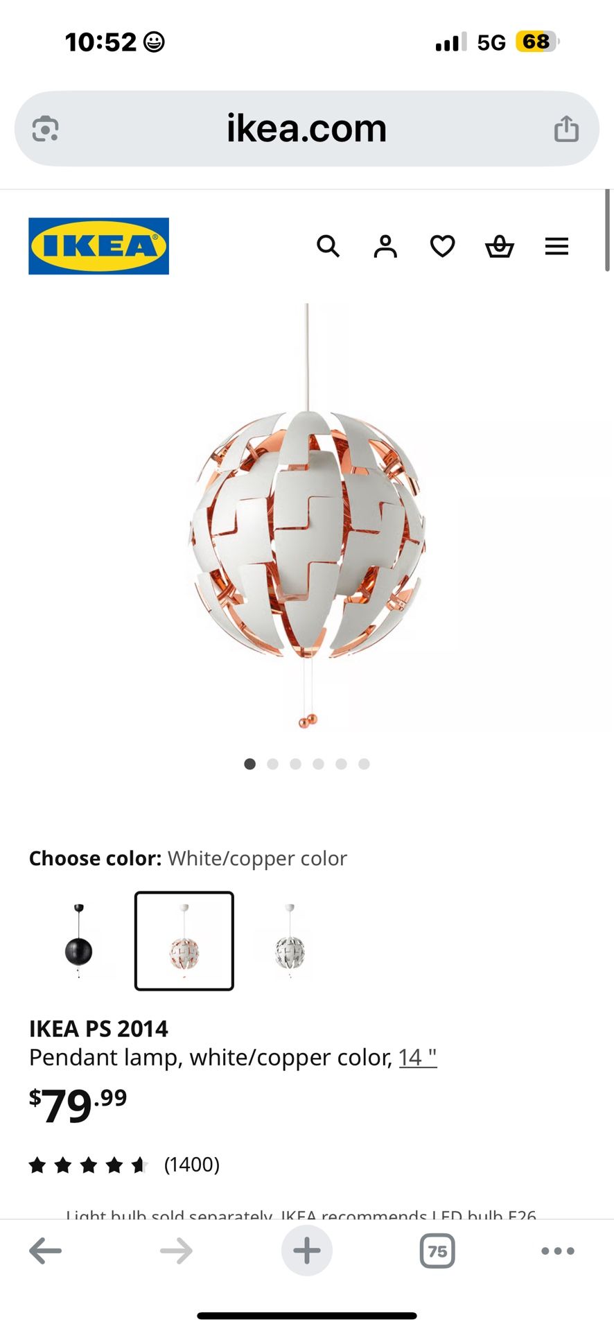 “Death Star” IKEA Lamp. $60