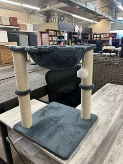 Amazon Basics Sturdy Cat Condo Tower with Hammock Bed and Scratching Posts - Blue