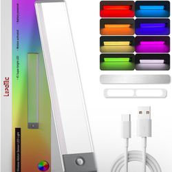 New In Box RGB Under Cabinet Lighting,Motion Sensor Light Indoor with Adjustable 8Colors and Brightness,LED RGB Lights Magnetic with Usb Charging,Colo