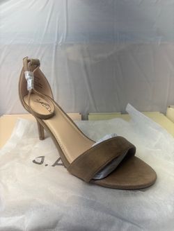 J. Adams Taupe Suede Ankle Strap Heels