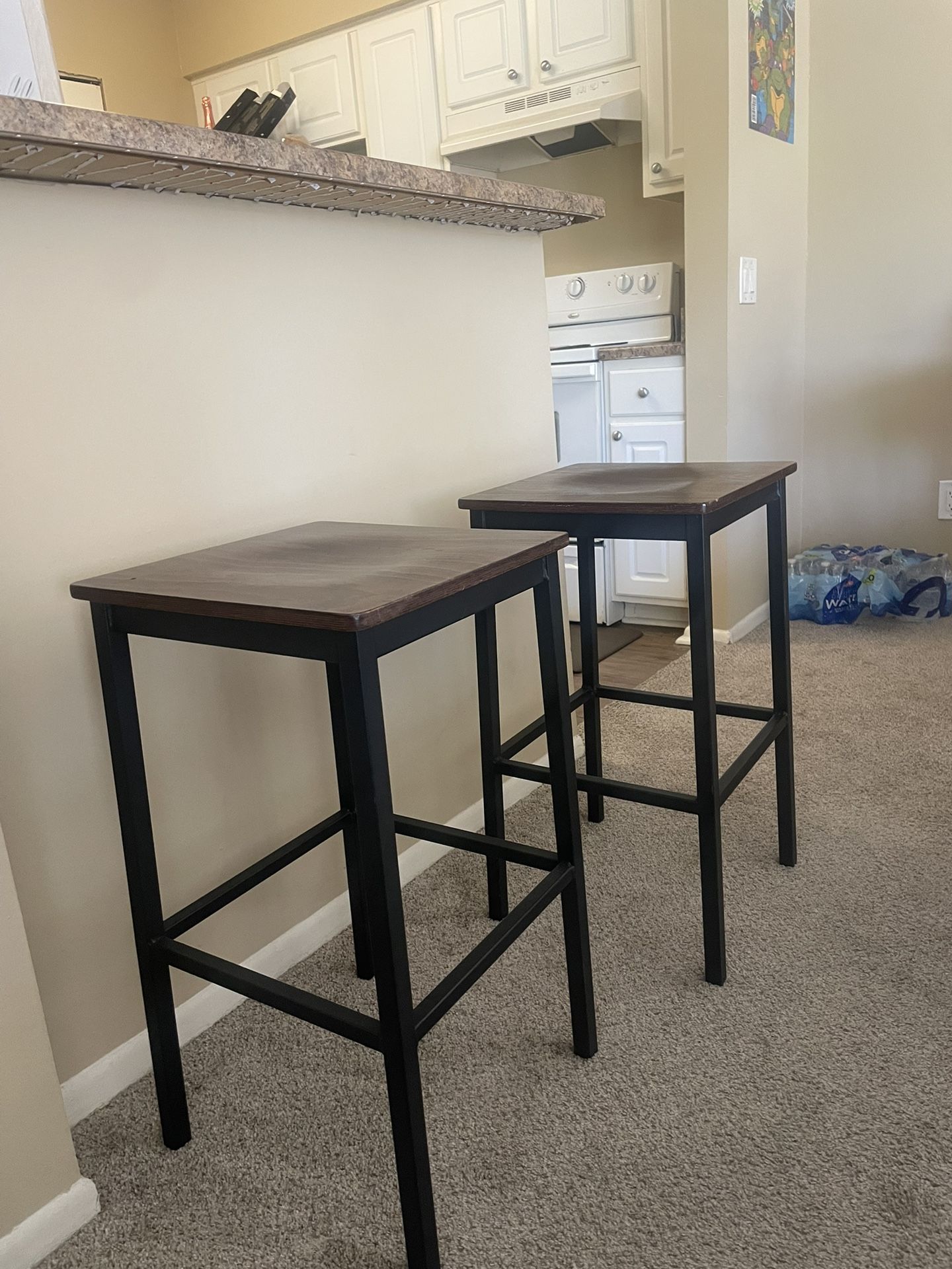 4 Stools Wooden/Metal