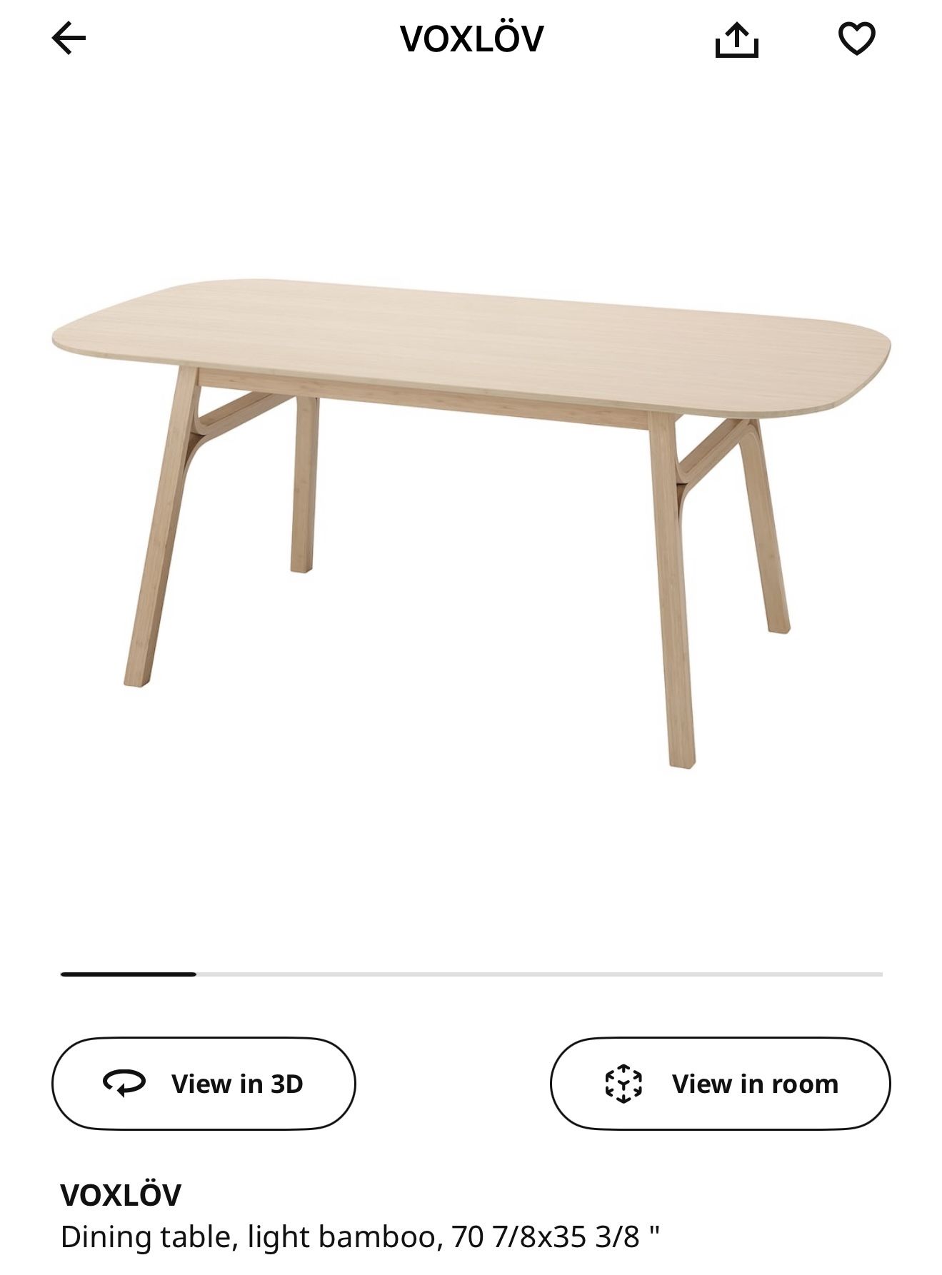 Ikea VOXLOV Light Bamboo Dining Table