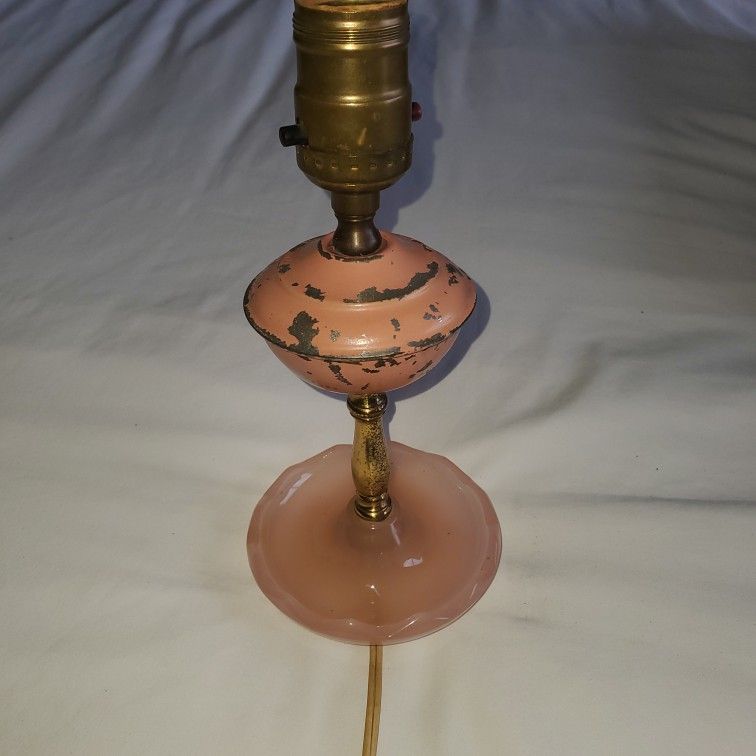 1930s Antique Lamp Pink Glass