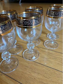 Crystalex 40149/050/QP249 1.75 oz, Claudia Exclusive, Gold Rim, Set of 6