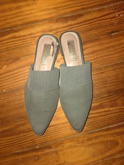 Steven New York Knit Mules Olive Green Pointed Toe Slip On Womens 6.5