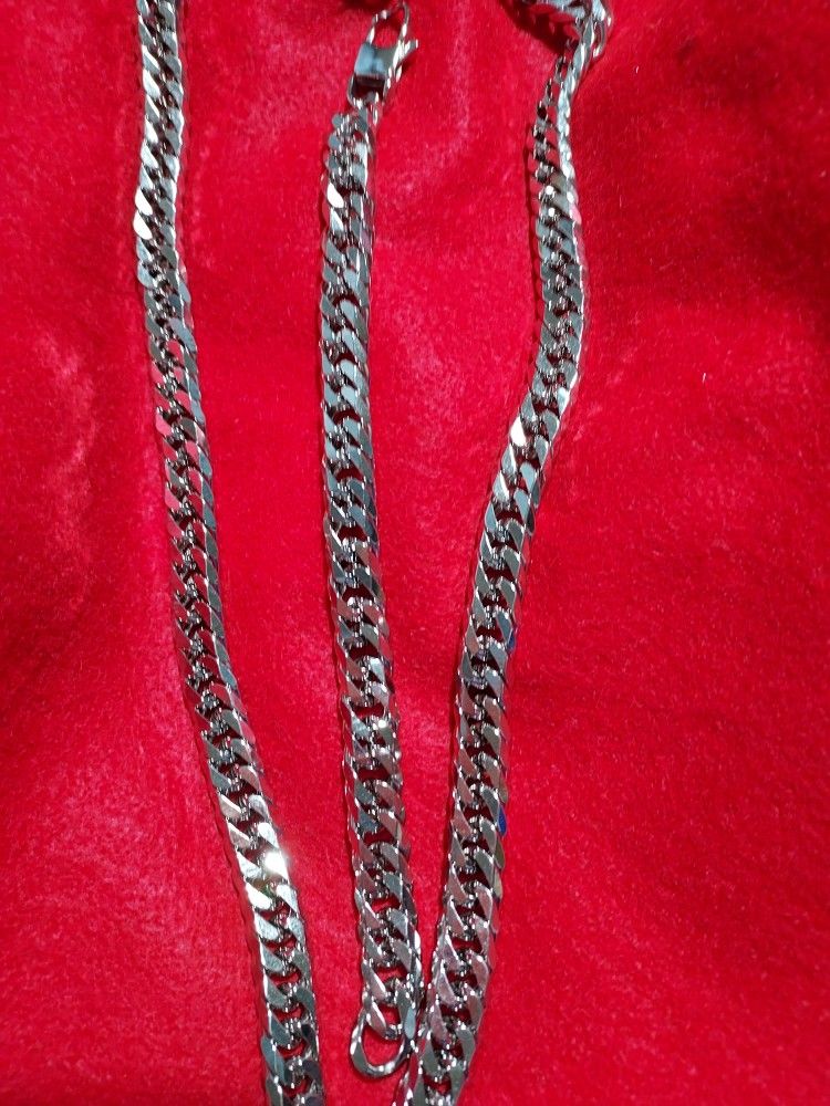 Cuban Chain And Bracelet Set