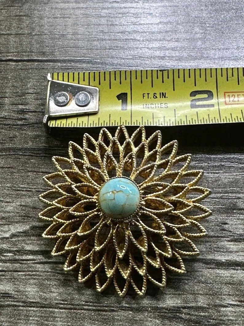 Vintage Mid-century MCM Atomic Age Starburst Stone Pin