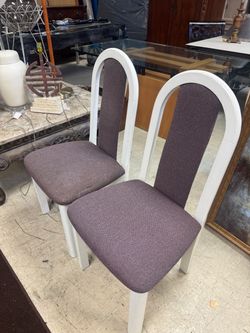 Pair of White Arch-Back Dining Chairs