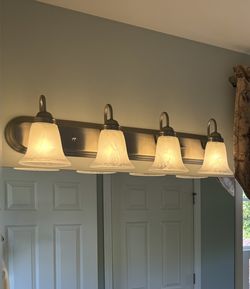 Bathroom Vanity Light Fixtures. Set of 2. Brushed Nickel Finish. 