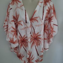 CBR Boutique Blouse/ Jacket Lightweight Tropical Print NWTs Sz M