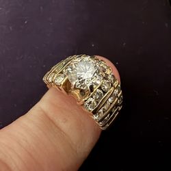 Stunning Vintage-Style 14K Gold Multi-Row Diamond Engagement/Statement Ring